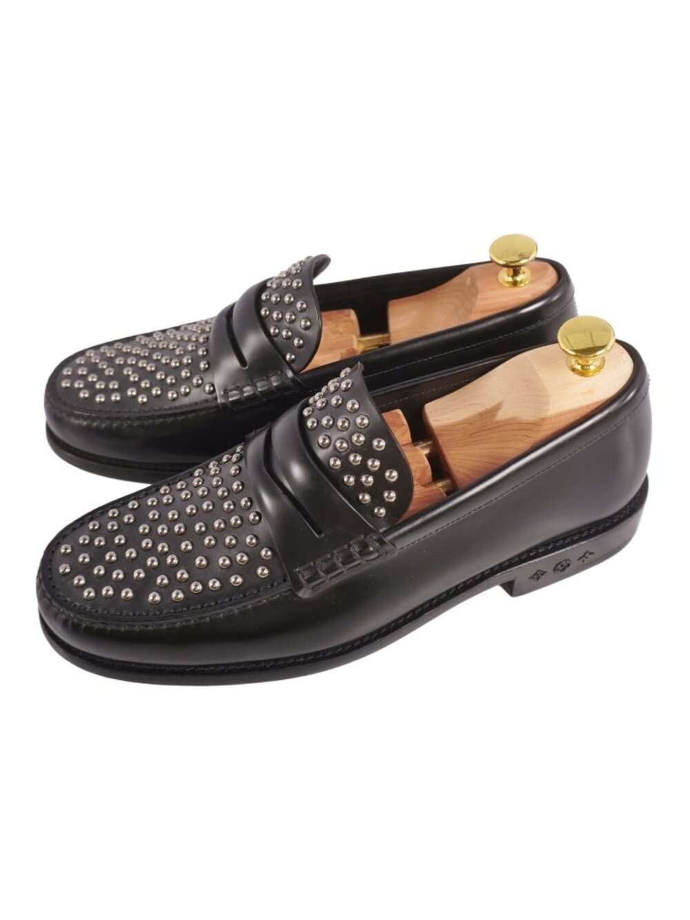 Louis Vuitton Loafers Moccasins Studded Shoes Leather Black 7